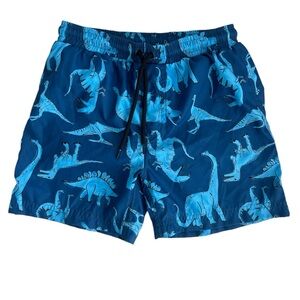 Pepita & Me Kids boy's blue bathing suit trunks shorts size 12 Dinosaur pattern